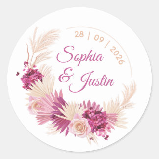 Pastel Tropical Wedding Sticker Floral Label