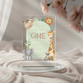 Pastel Tropical Wild One Oerwoud Safari Animals Acryl Uitnodigingen