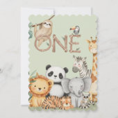 Pastel Tropical Wild One Oerwoud Safari Animals Kaart (Achterkant)