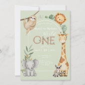 Pastel Tropical Wild One Oerwoud Safari Animals Kaart (Voorkant)