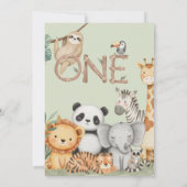 Pastel Tropical Wild One Oerwoud Safari Animals Kaart (Achterkant)