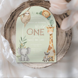 Pastel Tropical Wild One Oerwoud Safari Animals Kaart