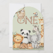 Pastel Tropical Wild One Oerwoud Safari Animals Kaart (Achterkant)