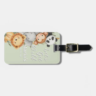 Pastel Tropical Wild One Oerwoud Safari Dieren Bagagelabel