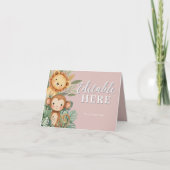 Pastel Tropical Wild One Oerwoud Safari Dieren Bedankkaart (Voorkant)