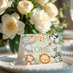 Pastel Tropical Wild One Oerwoud Safari Dieren Bedankkaart