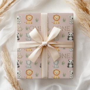 Pastel Tropical Wild One Oerwoud Safari Dieren Cadeaupapier