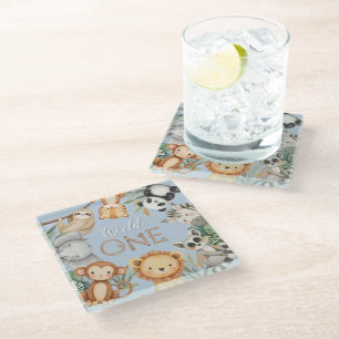 Pastel Tropical Wild One Oerwoud Safari Dieren Glazen Onderzetter
