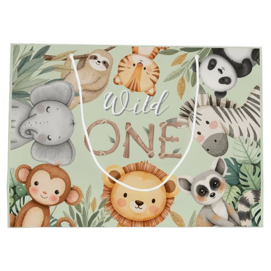 Pastel Tropical Wild One Oerwoud Safari Dieren Groot Cadeauzakje (Achterkant)
