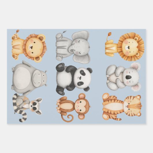 Pastel Tropical Wild One Oerwoud Safari Dieren Inpakpapier Vel (Voorkant 2)