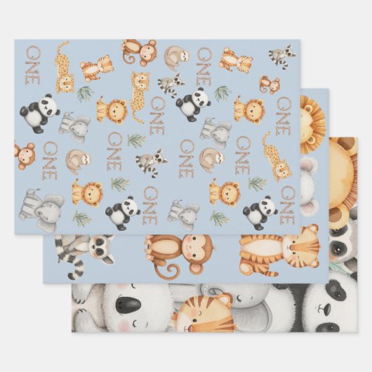 Pastel Tropical Wild One Oerwoud Safari Dieren Inpakpapier Vel (Set)