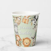 Pastel Tropical Wild One Oerwoud Safari Dieren Papieren Bekers (Achterkant)