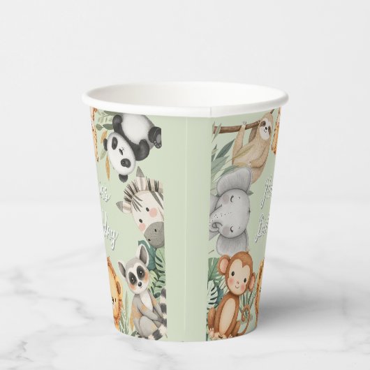 Pastel Tropical Wild One Oerwoud Safari Dieren Papieren Bekers (Rechts)