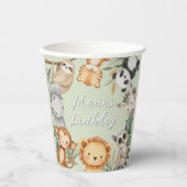 Pastel Tropical Wild One Oerwoud Safari Dieren Papieren Bekers (Voorkant)