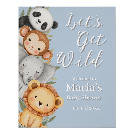 Pastel Tropical Wild One Oerwoud Safari Dieren Perfect Poster (Voorkant)