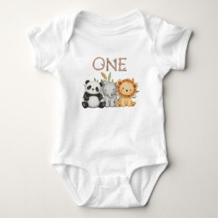 Pastel Tropical Wild One Oerwoud Safari Dieren Romper