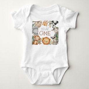 Pastel Tropical Wild One Oerwoud Safari Dieren Romper