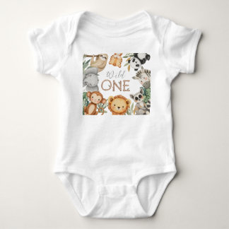 Pastel Tropical Wild One Oerwoud Safari Dieren Romper