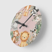 Pastel Tropical Wild One Oerwoud Safari Dieren Ronde Klok (Hoek)