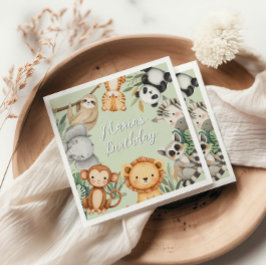 Pastel Tropical Wild One Oerwoud Safari Dieren Servet