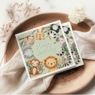 Pastel Tropical Wild One Oerwoud Safari Dieren Servet