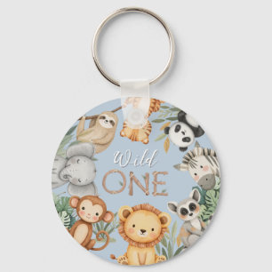 Pastel Tropical Wild One Oerwoud Safari Dieren Sleutelhanger