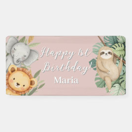 Pastel Tropical Wild One Oerwoud Safari Fototeken Spandoek