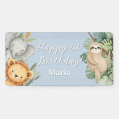 Pastel Tropical Wild One Oerwoud Safari Fototeken Spandoek (Horizontaal)