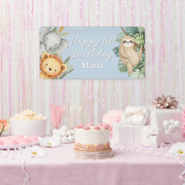 Pastel Tropical Wild One Oerwoud Safari Fototeken Spandoek