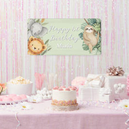 Pastel Tropical Wild One Oerwoud Safari Fototeken Spandoek