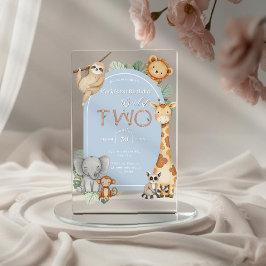 Pastel Tropical Wild Twee Oerwoud Safari Dieren Acryl Uitnodigingen