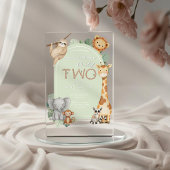 Pastel Tropical Wild Twee Oerwoud Safari Dieren Acryl Uitnodigingen