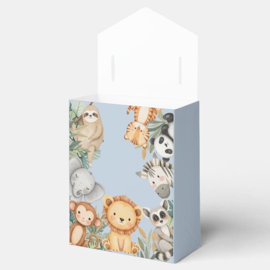 Pastel Tropisch Baby shower Oerwoud Safari Dieren Bedankdoosjes (Geopend)