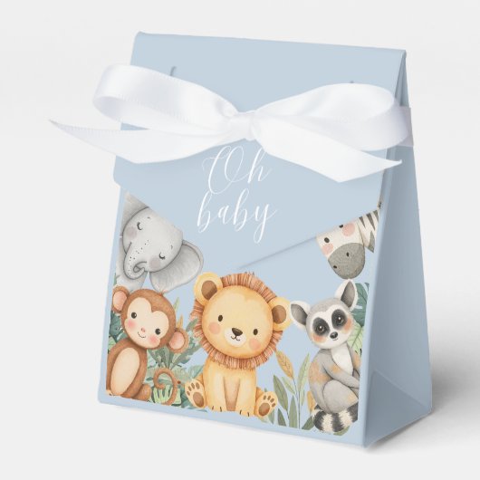 Pastel Tropisch Baby shower Oerwoud Safari Dieren Bedankdoosjes (Voorkant Zijde)