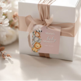 Pastel Tropisch Baby shower Oerwoud Safari Dieren Bedankjes Labels