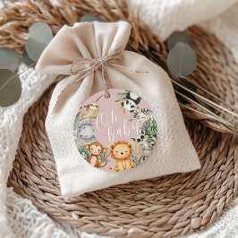 Pastel Tropisch baby shower Oerwoud Safari Dieren Bedankjes Labels