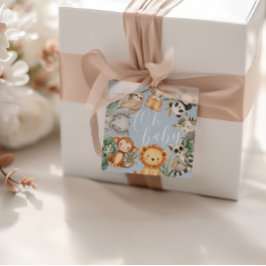 Pastel Tropisch baby shower Oerwoud Safari Dieren Bedankjes Labels