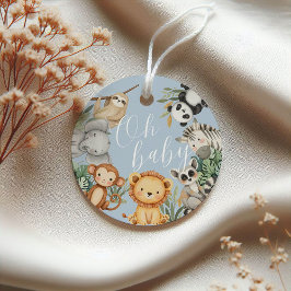 Pastel Tropisch baby shower Oerwoud Safari Dieren Bedankjes Labels