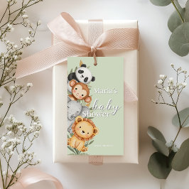 Pastel Tropisch Baby shower Oerwoud Safari Dieren Cadeaulabel