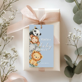 Pastel Tropisch Baby shower Oerwoud Safari Dieren Cadeaulabel