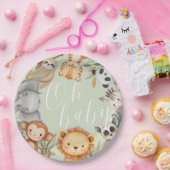 Pastel Tropisch baby shower Oerwoud Safari Dieren Papieren Bordje (Feest)