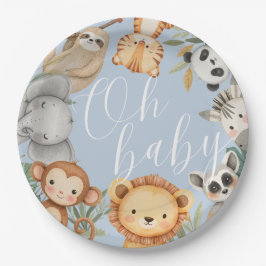 Pastel Tropisch baby shower Oerwoud Safari Dieren Papieren Bordje