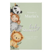 Pastel Tropisch Baby shower Oerwoud Safari Dieren Perfect Poster (Voorkant)