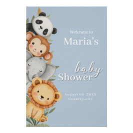 Pastel Tropisch Baby shower Oerwoud Safari Dieren Perfect Poster
