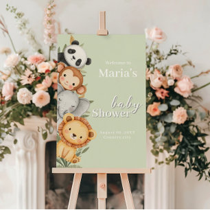 Pastel Tropisch Baby shower Oerwoud Safari Dieren Perfect Poster