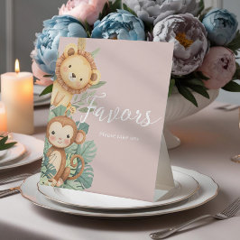 Pastel Tropisch baby shower Oerwoud Safari Dieren Reclamebord Met Voetstuk