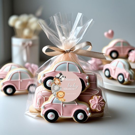 Pastel Tropisch Baby shower Oerwoud Safari Dieren Ronde Sticker