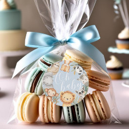 Pastel Tropisch baby shower Oerwoud Safari Dieren Ronde Sticker