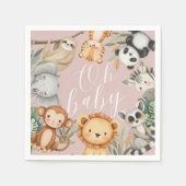Pastel Tropisch baby shower Oerwoud Safari Dieren Servet (Voorkant)