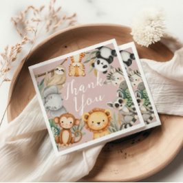Pastel Tropisch baby shower Oerwoud Safari Dieren Servet
